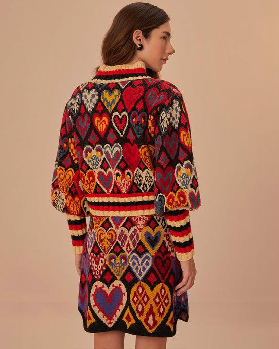 Ban Do Black Hearts Ikat Knit Sweater