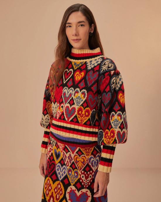 ban do Black Hearts Ikat Knit Sweater