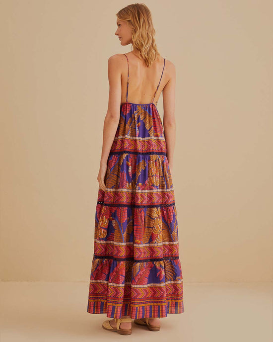 Ban Do Blue Forest Mosaic Sleeveless Maxi Dress