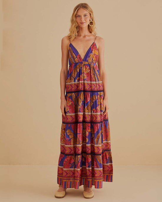 ban do Blue Forest Mosaic Sleeveless Maxi Dress