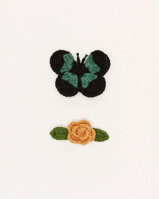 ban do Butterfly Garden Crochet Hair Clips - Camel