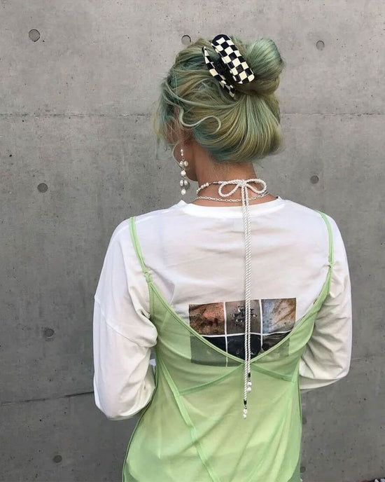 Ban Do Checker Claw Clip - Black + White