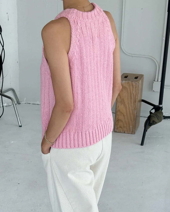 Ban Do Claire Cotton Sweater Tank - Pink