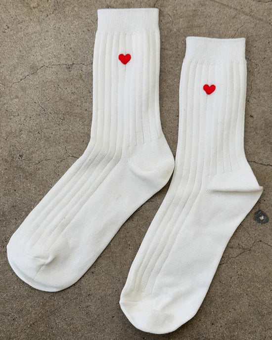Ban Do Embroidered Her Socks - Classic White + Heart