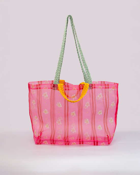 ban do Floral Stripe Mesh Market Bag