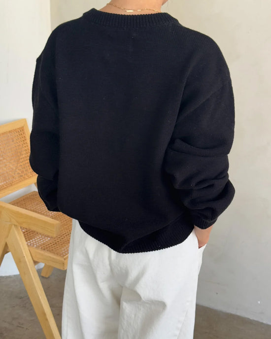 Ban Do Gabby Cotton V-Neck Sweater - Black