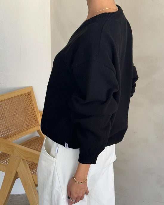 Ban Do Gabby Cotton V-Neck Sweater - Black