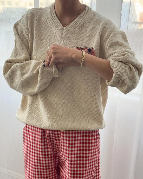 Ban Do Gabby Cotton V-Neck Sweater - Naturel