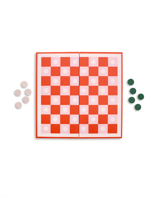 Ban Do Game Night 2-in-1 Checkers & Backgammon Board