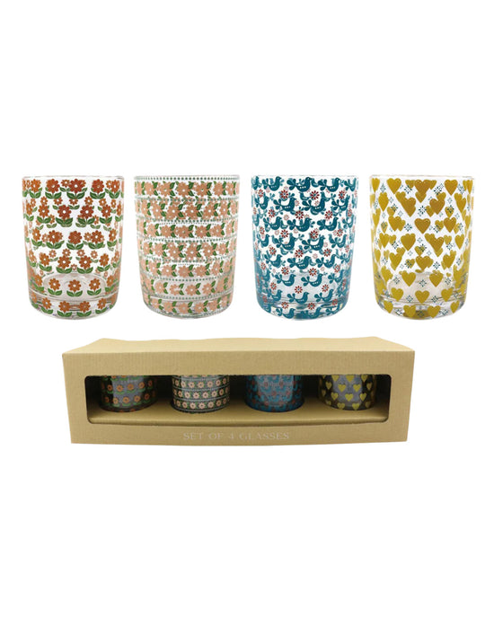 ban do Glass Retro Juice Glasses - Set Of 4