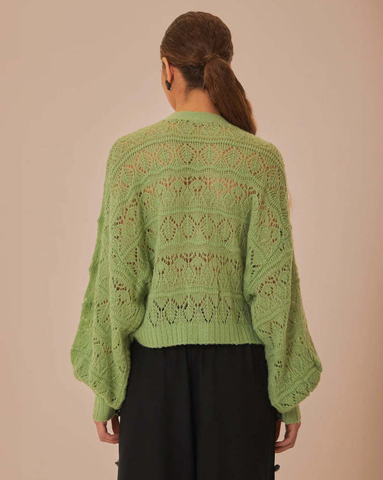 Ban Do Green Textured Knit Cardigan
