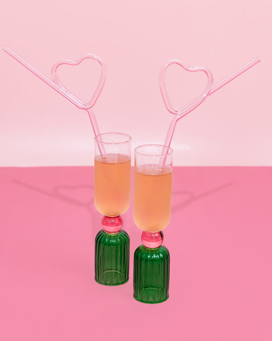 Ban Do Heart Glass Straw Set