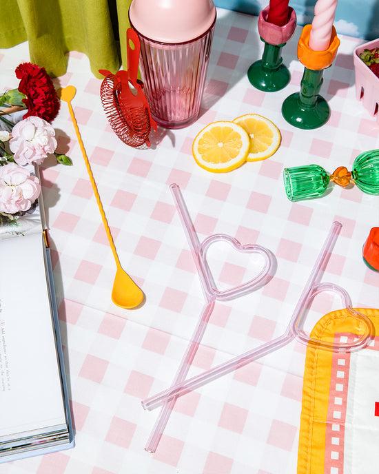 Ban Do Heart Glass Straw Set