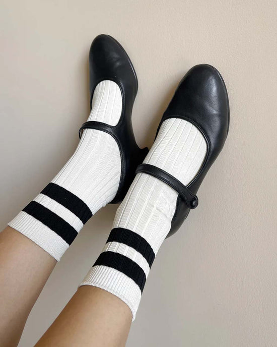 ban do Her Varsity Socks - Cream Black