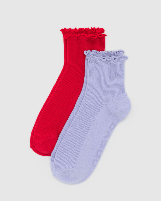 ban do Lettuce Edge Sock Set Of 2 - Lavender & Red