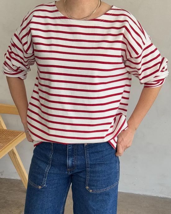 ban do Marseille Boat Neck Top - Red Stripe