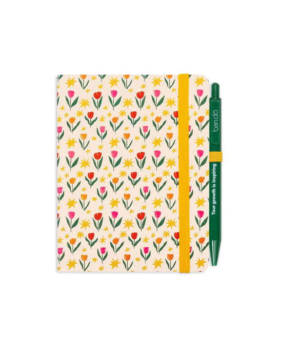 Ban Do Mini Notebook With Pen - Tulips On Cream