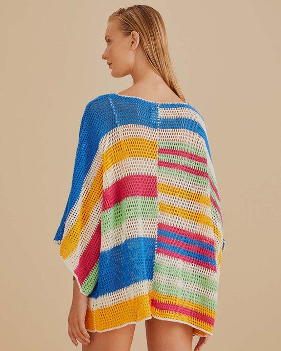 Ban Do Mixed Stripes Crochet Kimono
