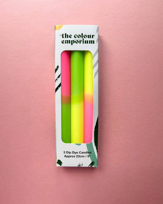 Ban Do Neon Sugar Dip Dye Dinner Candles - Set Of 3