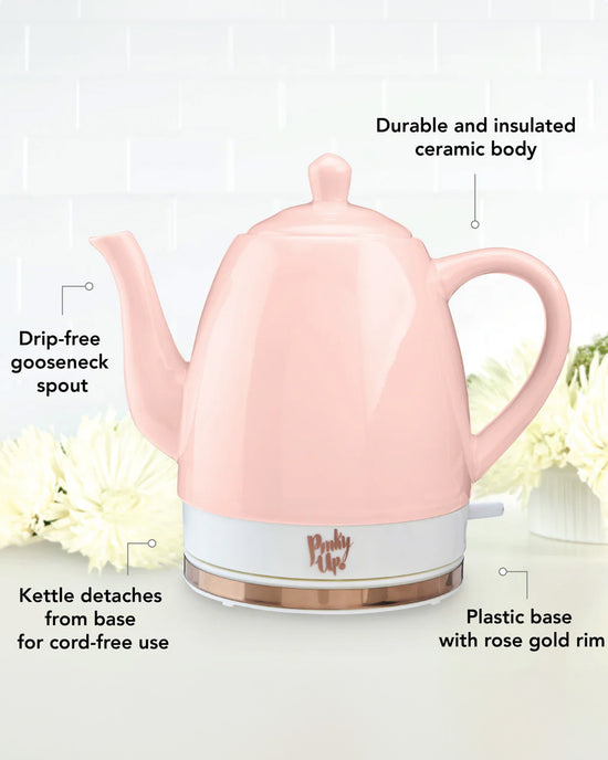 Ban Do Noelle Pink Ceramic Electric Tea Kettle