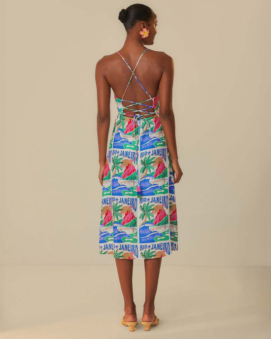 Ban Do Off-White Carioca Posters Midi Dress