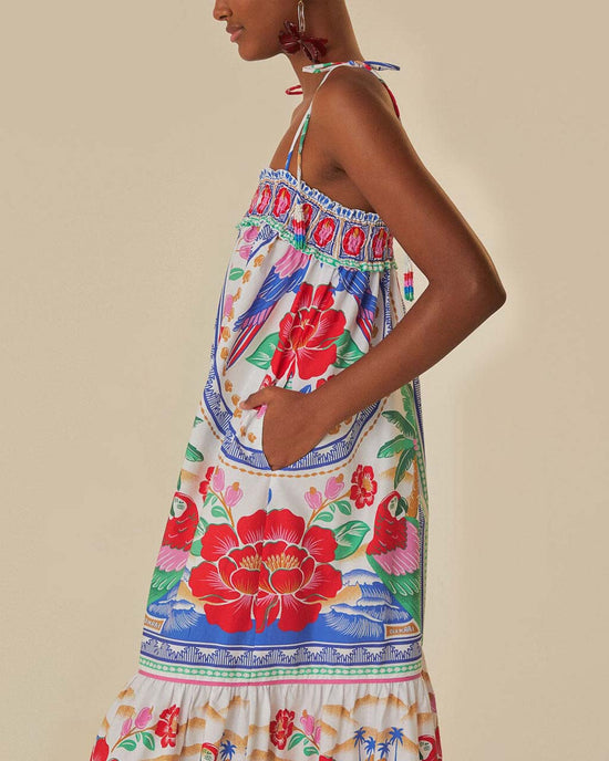 Ban Do Off-White Flowers Beach Maxi Dress