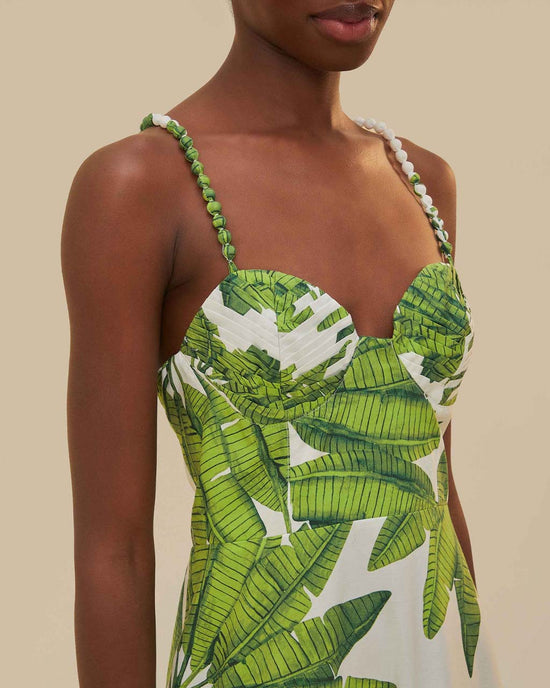 Ban Do Off-White Palm Fan Midi Dress