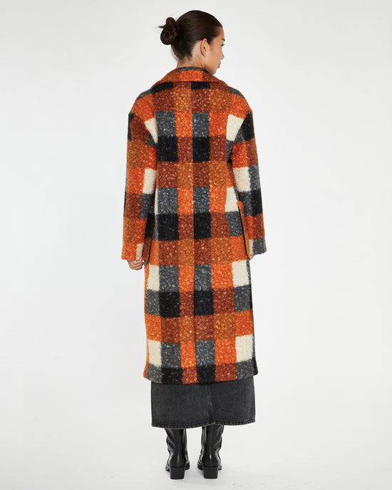 Ban Do Orange Check Oversized Coat
