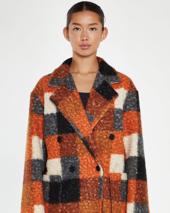 Ban Do Orange Check Oversized Coat