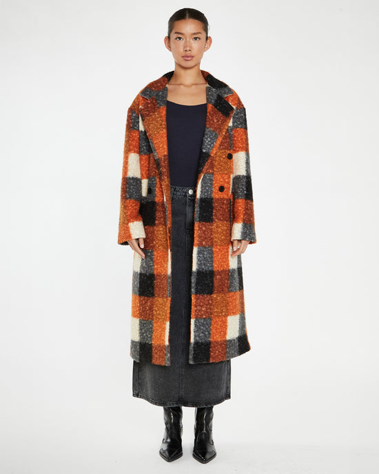 ban do Orange Check Oversized Coat