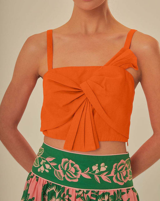 Ban Do Orange Front Bow Top