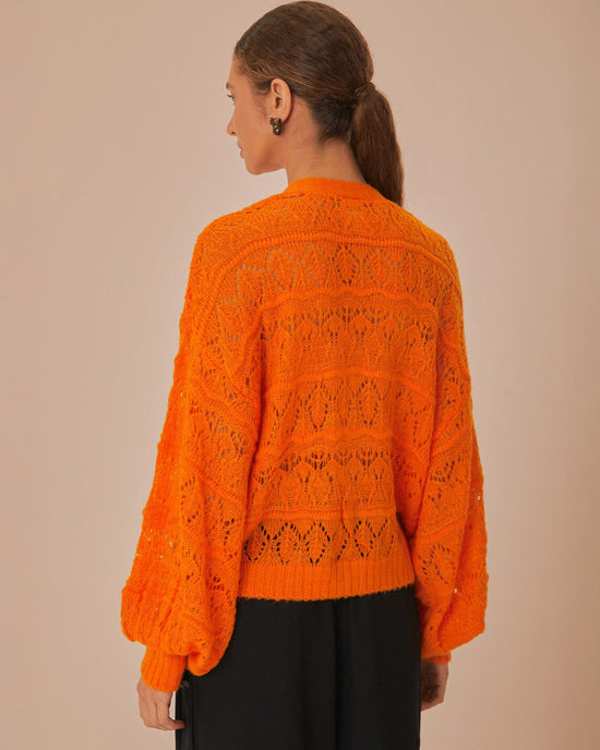 Ban Do Orange Textured Knit Cardigan