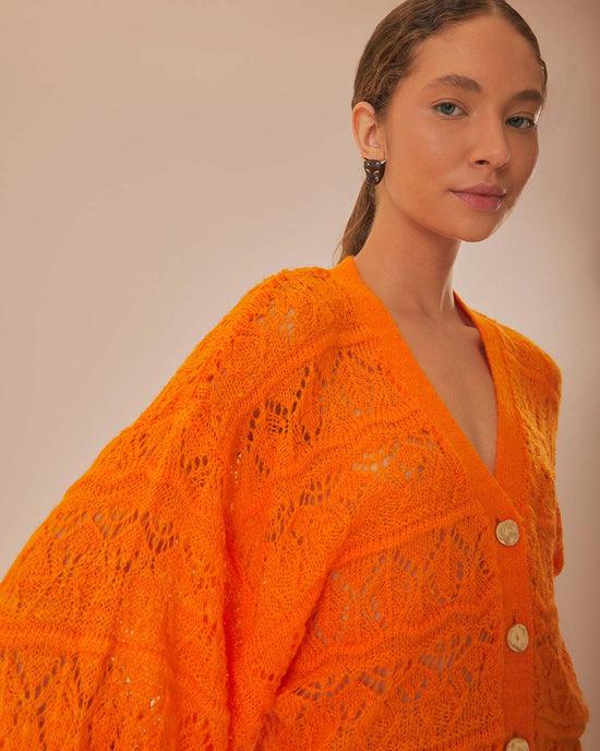 Ban Do Orange Textured Knit Cardigan