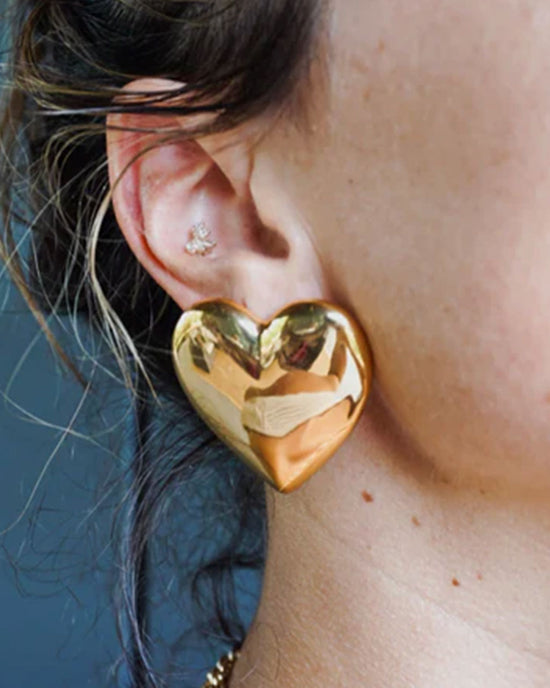 Ban Do Oversized Gold Puffy Heart Earrings