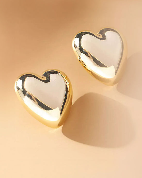 ban do Oversized Gold Puffy Heart Earrings