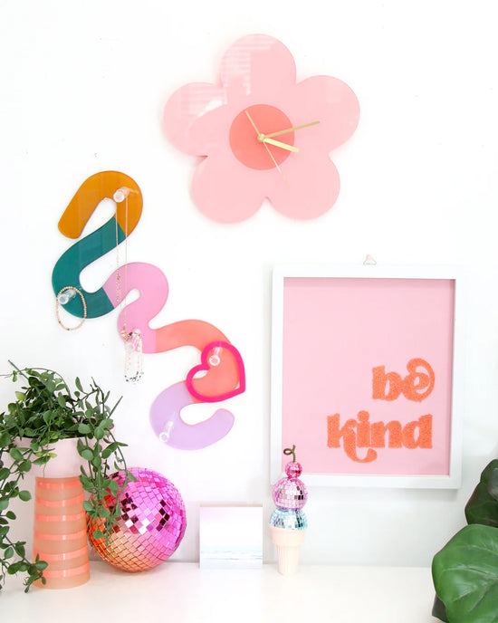 Ban Do Pink + Coral Daisy Clock