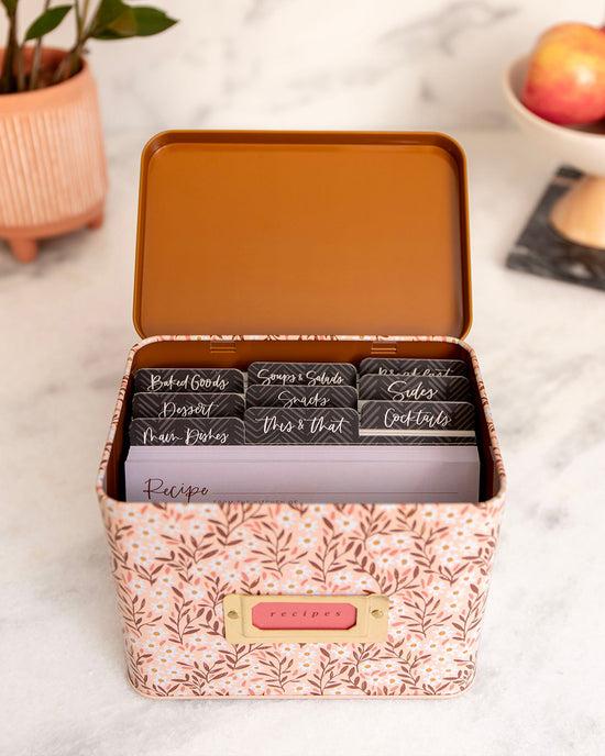 Ban Do Pink Daisy Tin Recipe Box