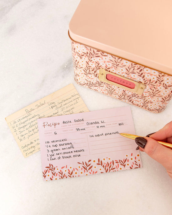 Ban Do Pink Daisy Tin Recipe Box
