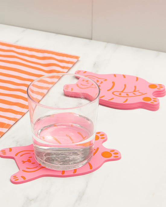 Ban Do Pink Tiger Coasters - Set Of 4
