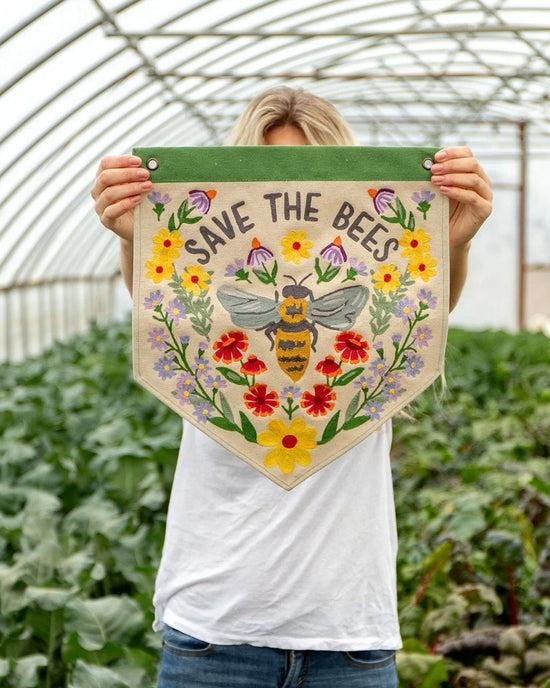 ban do Save the Bees Embroidered Canvas Banner