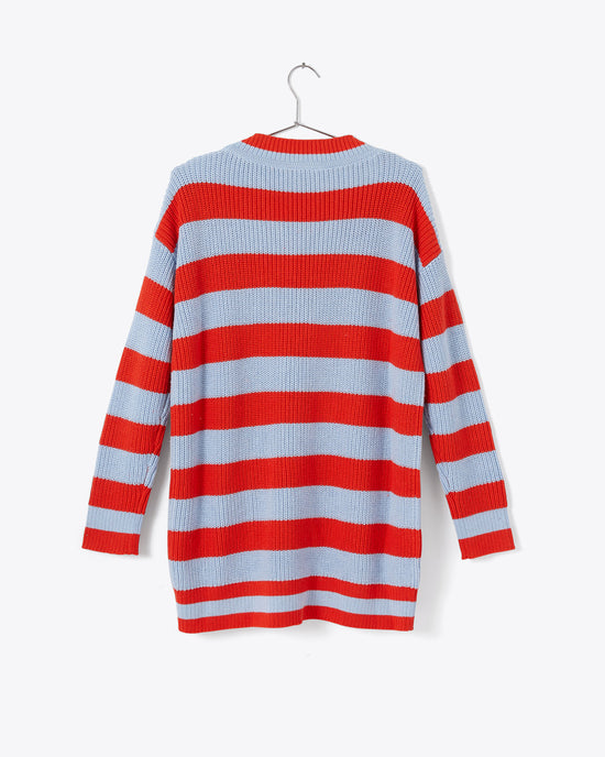 Ban Do Slouchy Cardigan - Red/Blue Stripe
