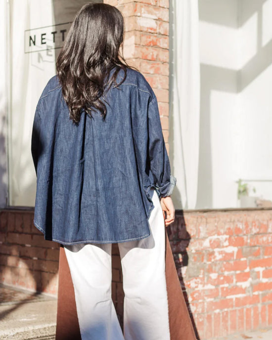 Ban Do Soft Volume Long Sleeve Top - Denim
