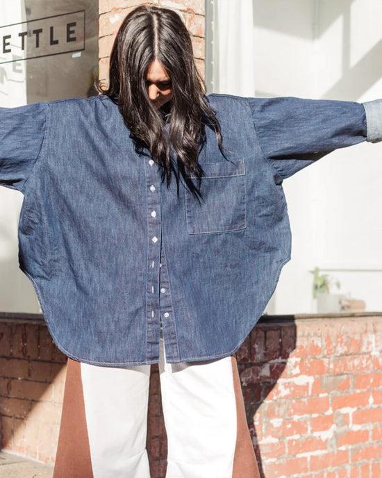 Ban Do Soft Volume Long Sleeve Top - Denim