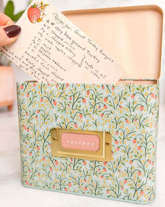 Ban Do Strawberry Meadow Tin Recipe Box