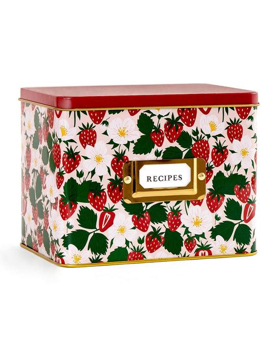 ban do Strawberry Patch Tin Recipe Box
