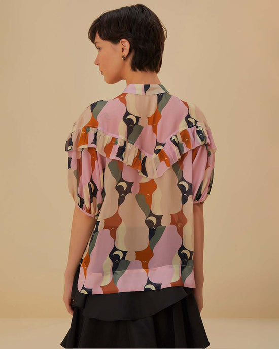 Ban Do The Kiss Multicolor Short Sleeve Blouse