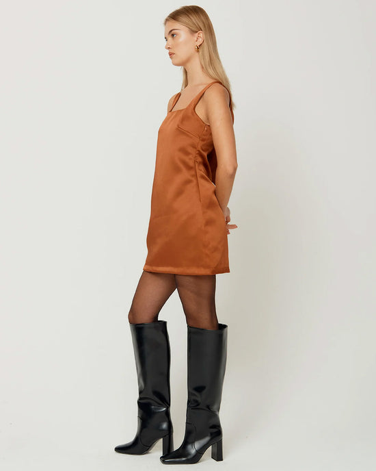 Ban Do The Mini Satin Shift Dress - Chocolate