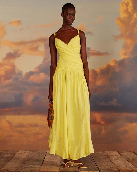 ban do Yellow Cross Over Maxi Dress