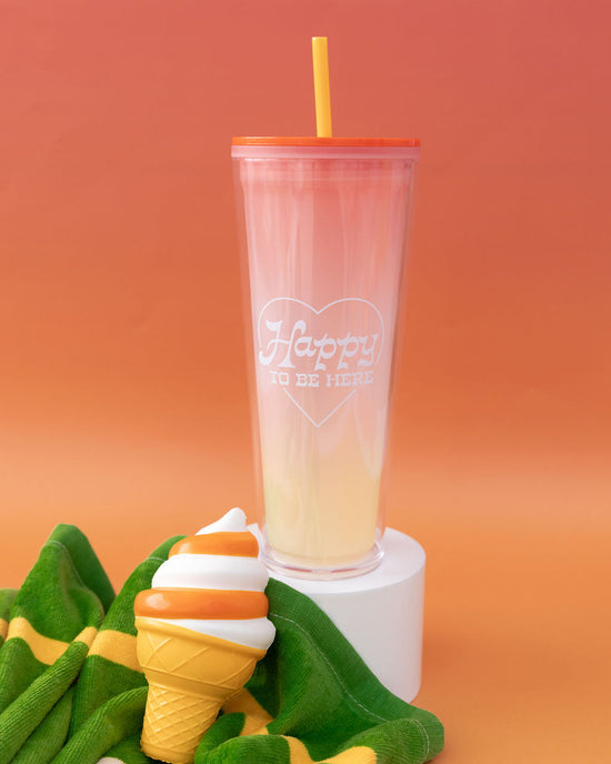 ban do Color Changing Sip Sip Tumbler with Straw - Happy to be Here