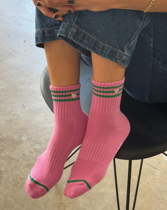 Ban Do Embroidered Girlfriend Socks - Rose Pink + Heart